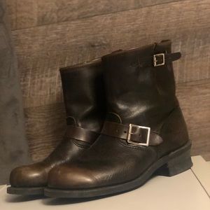 FRYE Motorcycle Moto Harness Brown Leather Boots